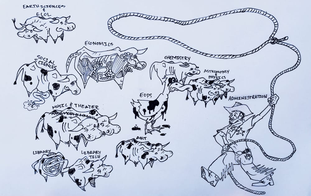 Faculty oppose the restructuring of departments