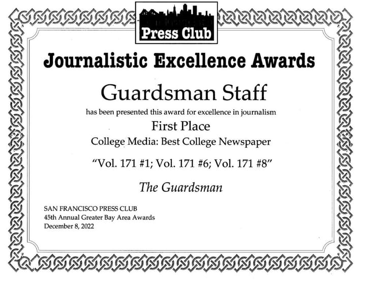 The Guardsman and Etc. Magazine Win Big at San Francisco Press Club's 45th Annual Greater Bay Journalism Awards