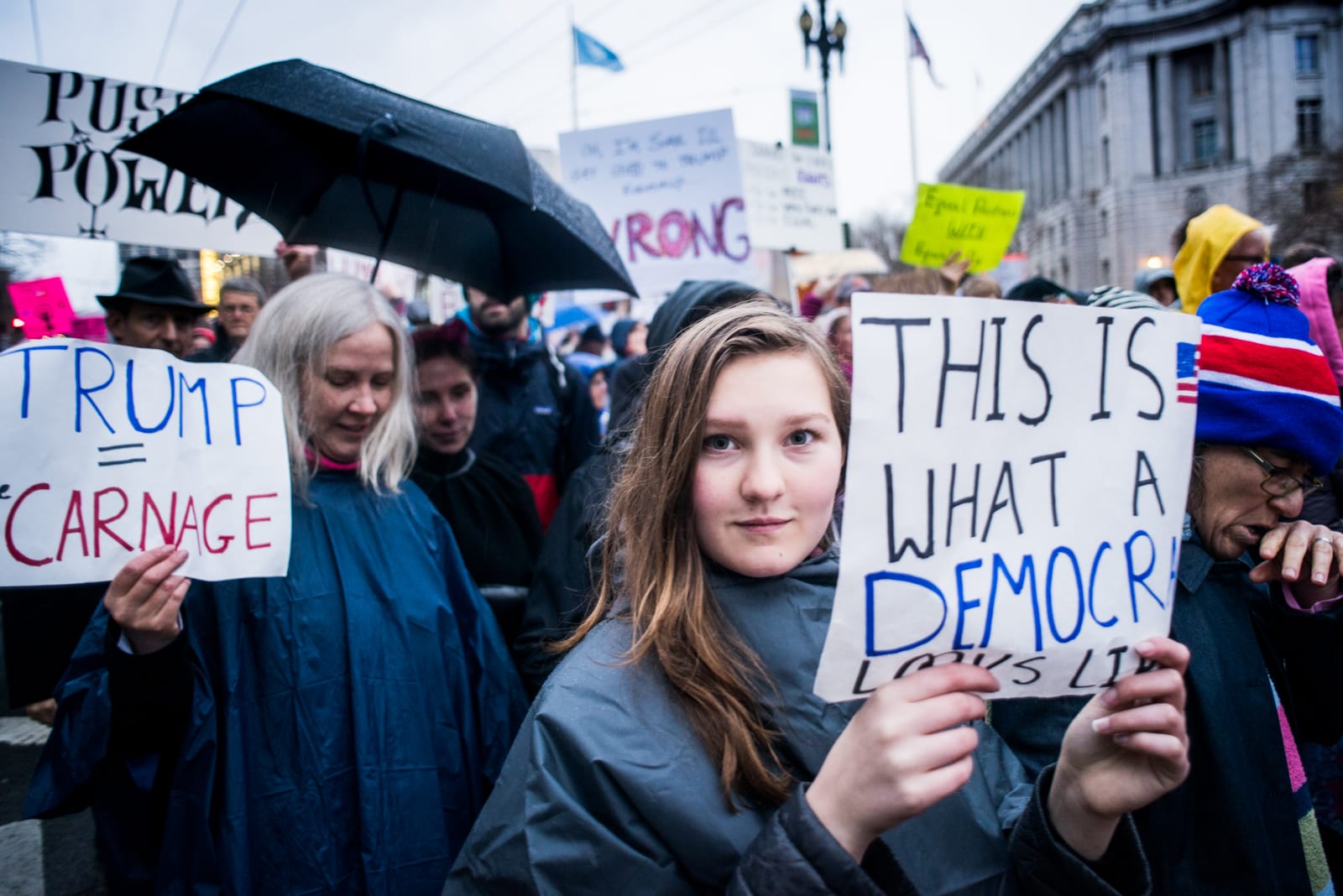 Thousands of people from San Francisco and the Bay Area in support of women of all over the world and in opposition to President Donald Trump's remarks and behavior towards women, march down Market St. on Jan 21st, 2017. San Francisco, CA. Photo by Gabriela Reni/ The Guardsman. 