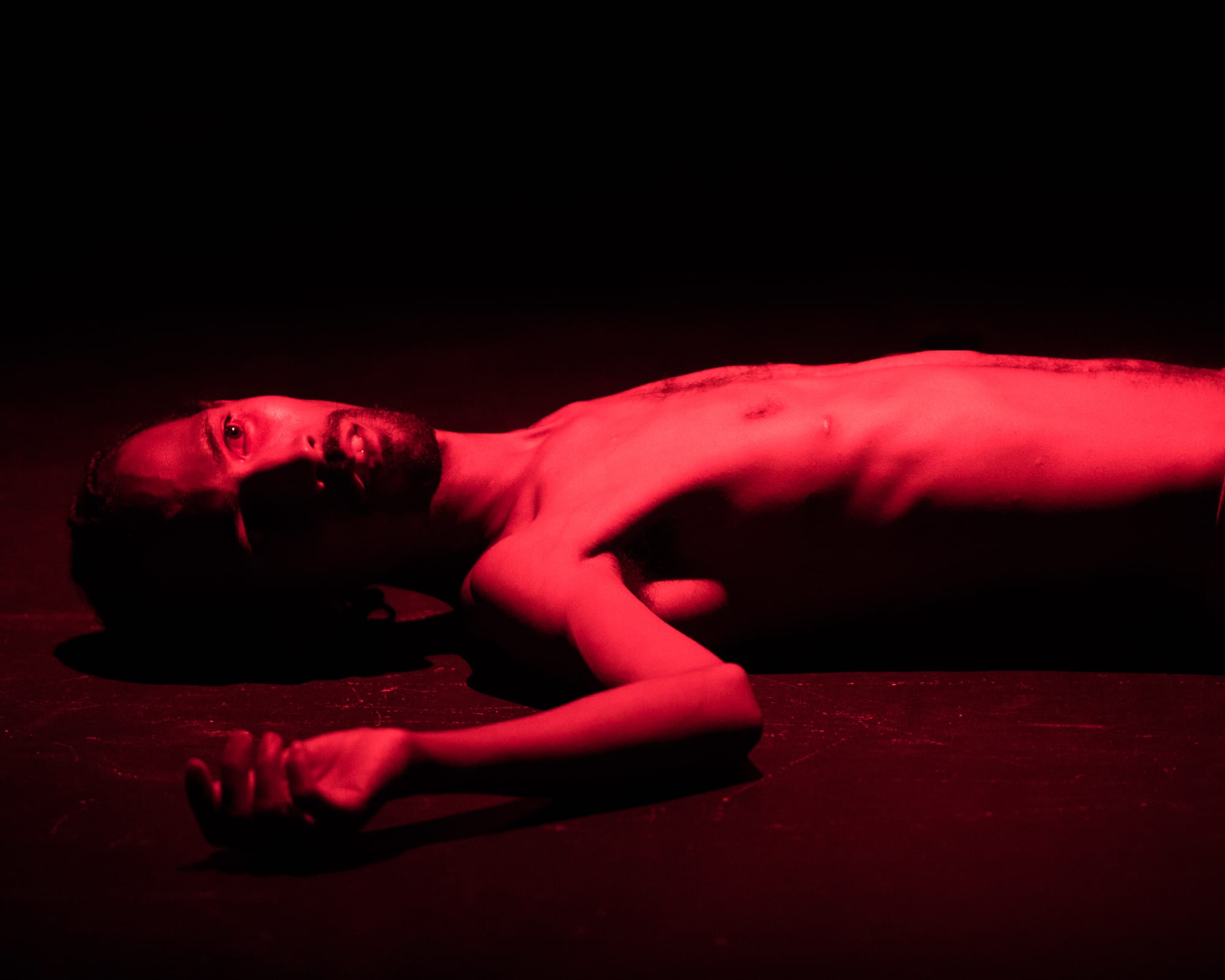 Maurice André San-Chez as Bradford/DeShawn in "THE LEGEND OF PINK" by Kheven LaGrone. Directed by AeJay Mitchell. A Theatre Rhinoceros Production at The Gateway Theatre (formerly The Eureka Theatre.) Photo by David Wilson. 