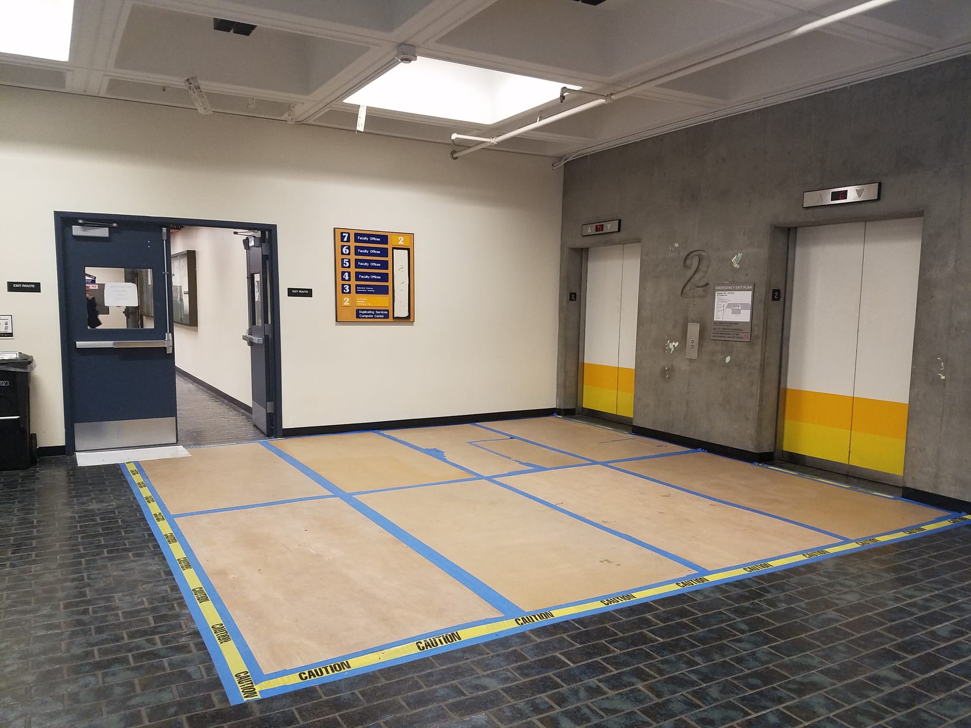 The second floor of Batmale Hall continues to see repairs after a flooding on the third and fourth floors caused enough water damage to relocate affected classes. Photo taken by Bethaney Lee on Oct. 10, 2017. 