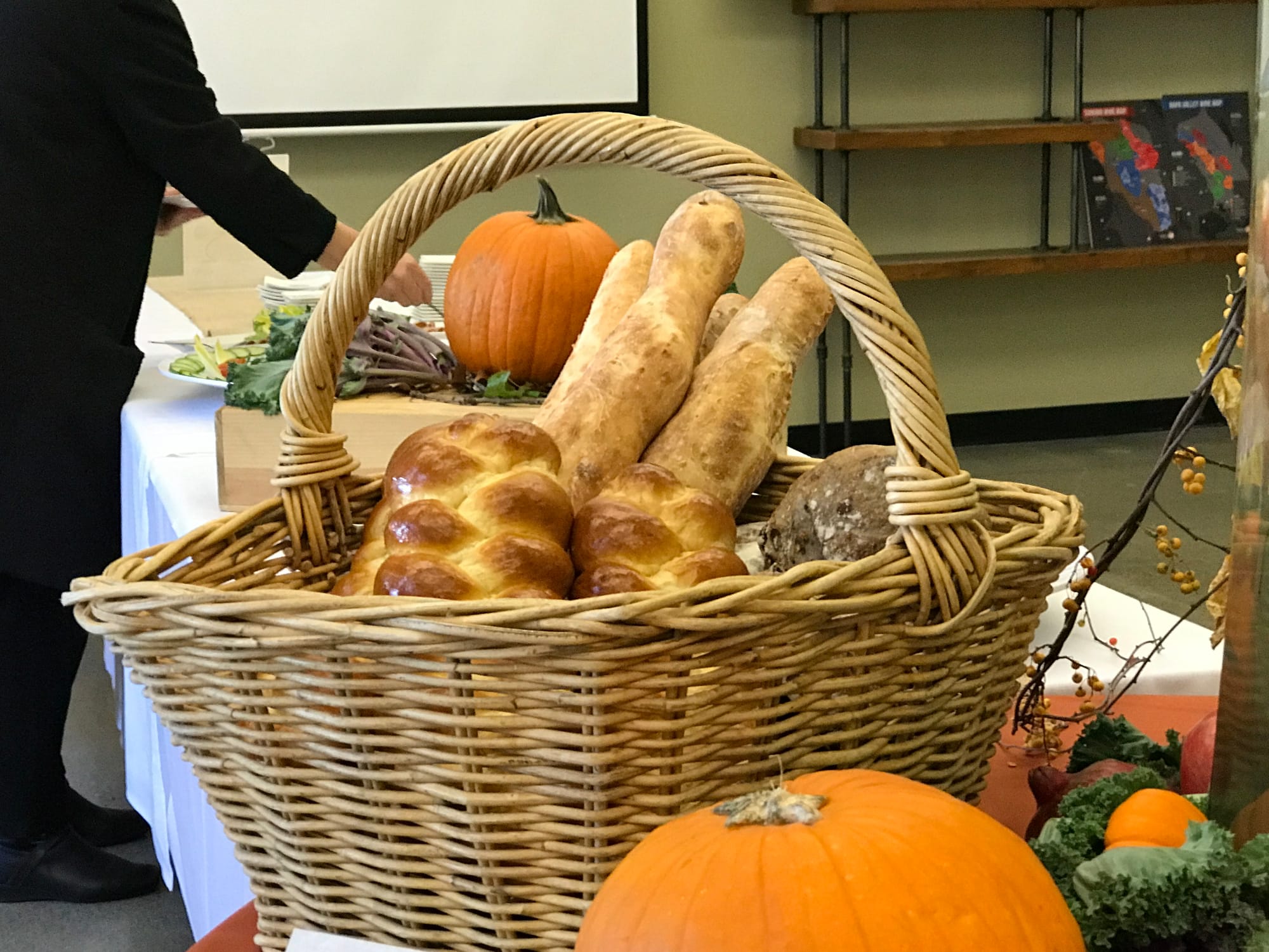 Bread made of different grains that only grow during the fall are arranged in a basket for guests to taste and enjoy on Wednesday, Oct. 18, 2017. Photo by Diane Carter. 