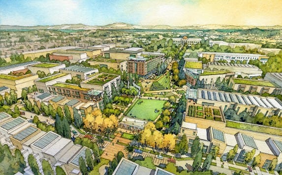 Concept art of Balboa Reservoir development by architectural illustrator Al Forster. Photo courtesy of alforster.com