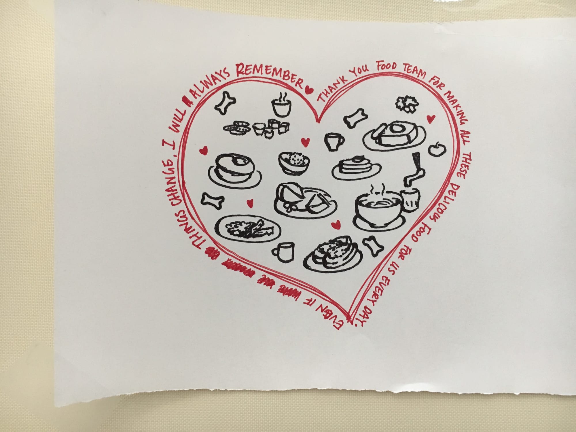 The Airbnb office staff decorate their hallways with handwritten notes and illustrations of support and gratitude for the cafeteria kitchen staff that were adversely affected by the transition, Nov. 8, 2017. Photo courtesy of Bernadette Ramos. 