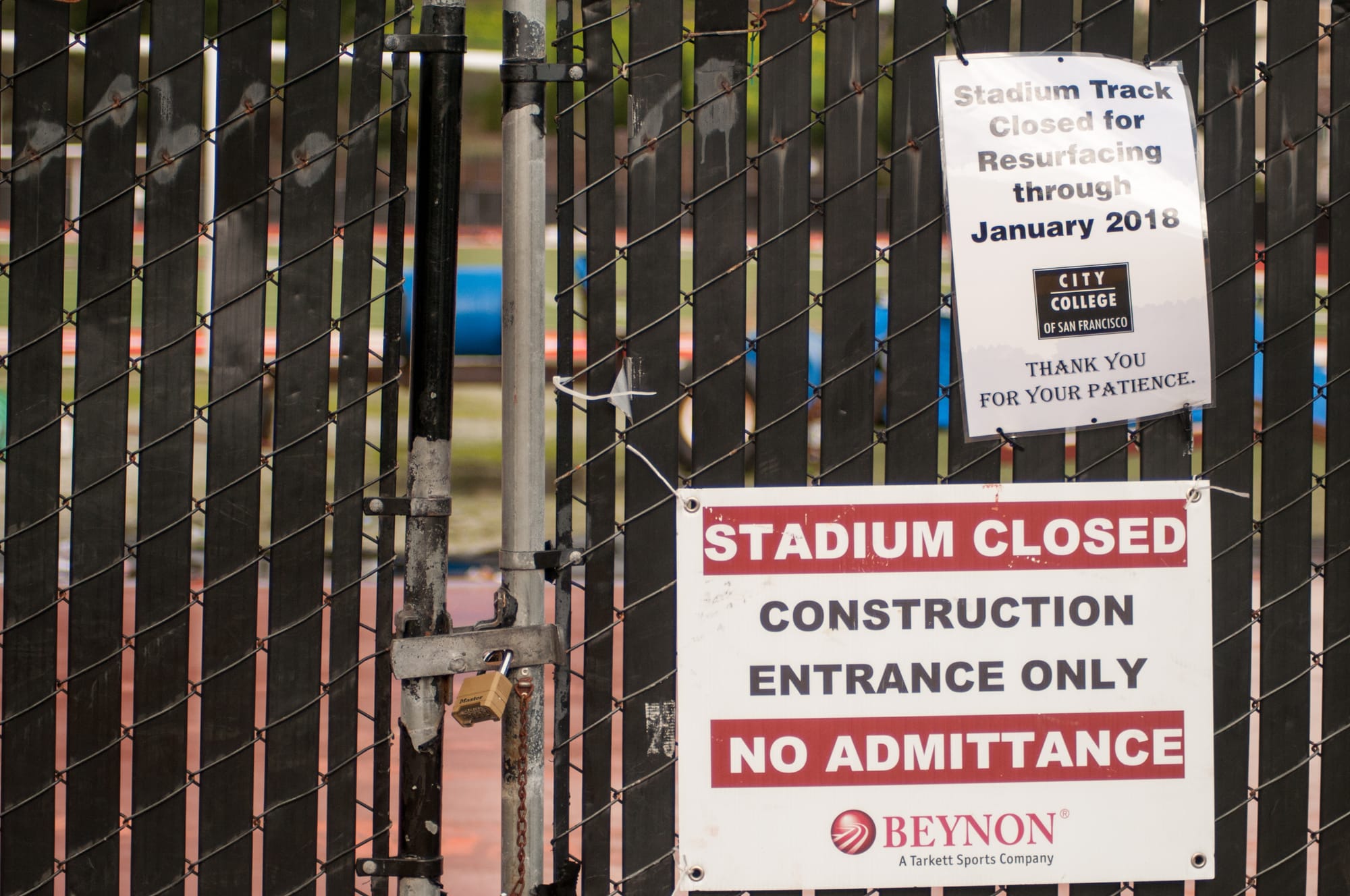 Ocean Campus track during the process of being resurfaced. January 09, 2018. Photo by Franchon Smith/The Guardsman